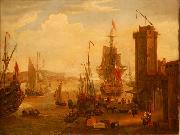 Jacob Knyff English and dutch ships taking on stores at a port china oil painting artist